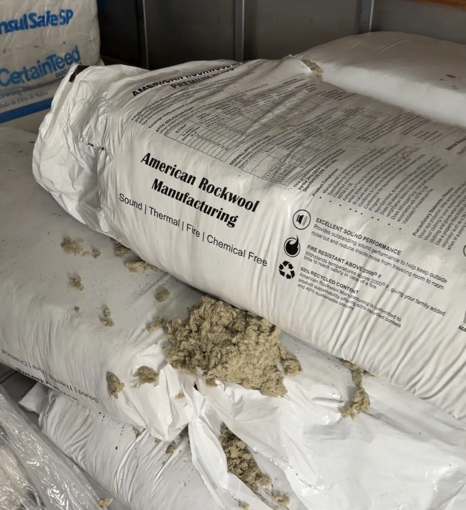 High-density Rockwool mineral wool insulation used for sound absorption and noise control in Arizona homes