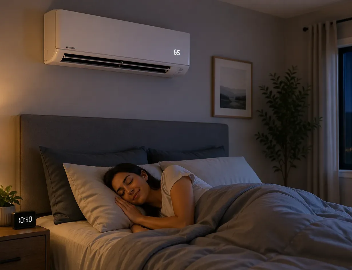 A quiet ductless mini-split can make your bedroom cooler, quieter, and more comfortable for sleep.