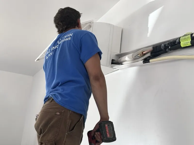 Ductless mini-split head installed in an Apache Junction garage by AZ Insulation