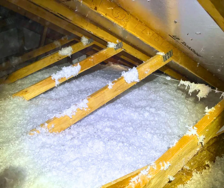 Blown-in attic insulation after an AZ Insulation upgrade in an Arizona home