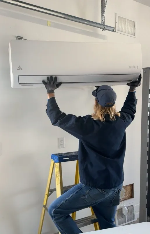 Ductless mini-split installed in a Queen Creek garage by AZ Insulation