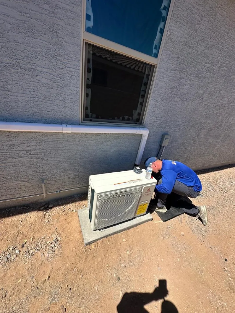 Mini-split AC cooling a bedroom in Arizona.